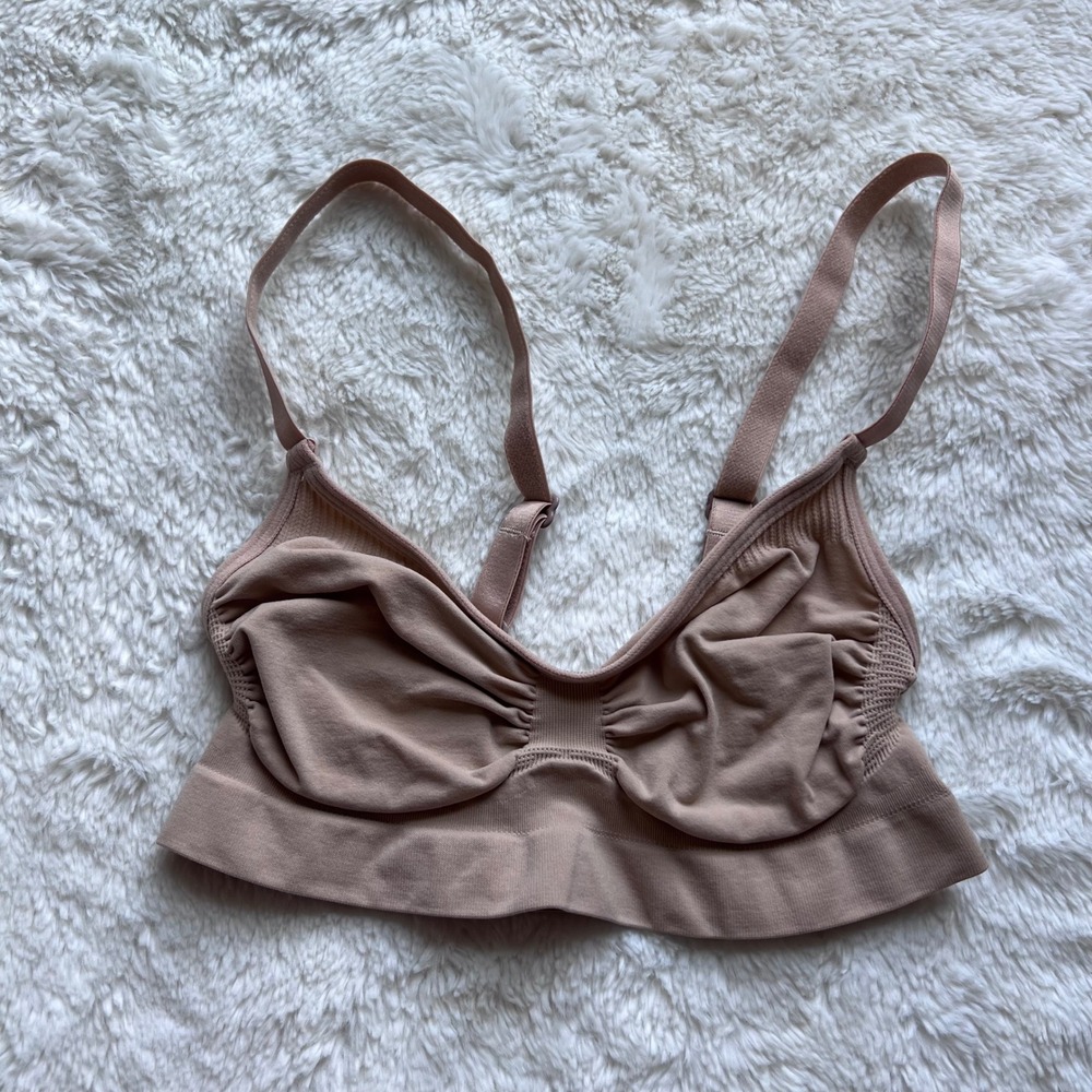 Skims Sculpting Bralette Clay Tan Ruched Seamless Adjustable Straps Size Small